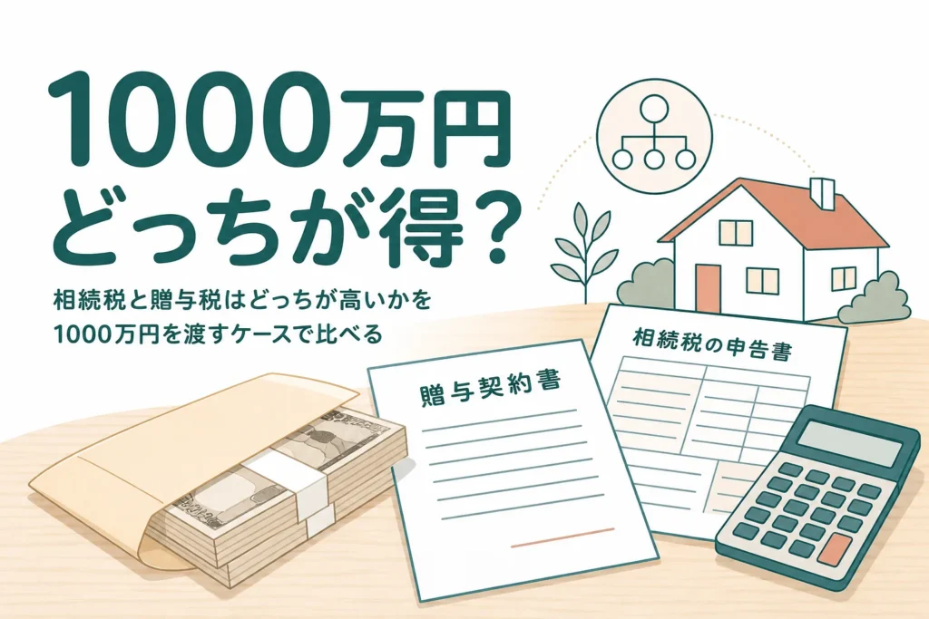 相続税と贈与税はどっちが高いかを1000万円を渡すケースで比べる記事のアイキャッチ