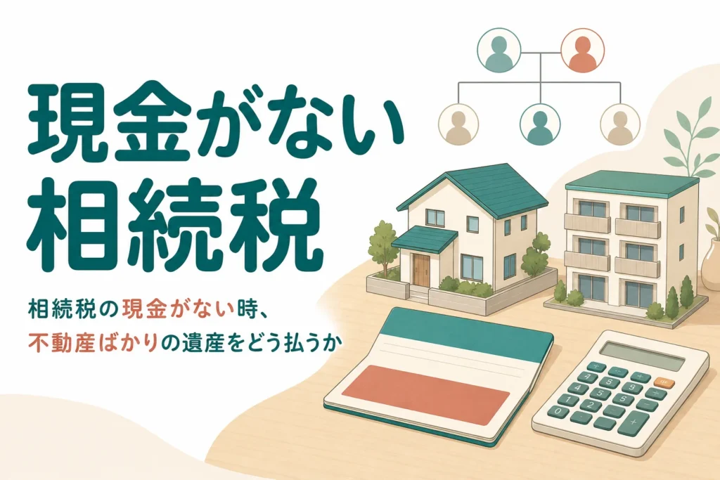 相続財産が不動産ばかりで現金がない時の相続税の払い方を解説する記事のアイキャッチ