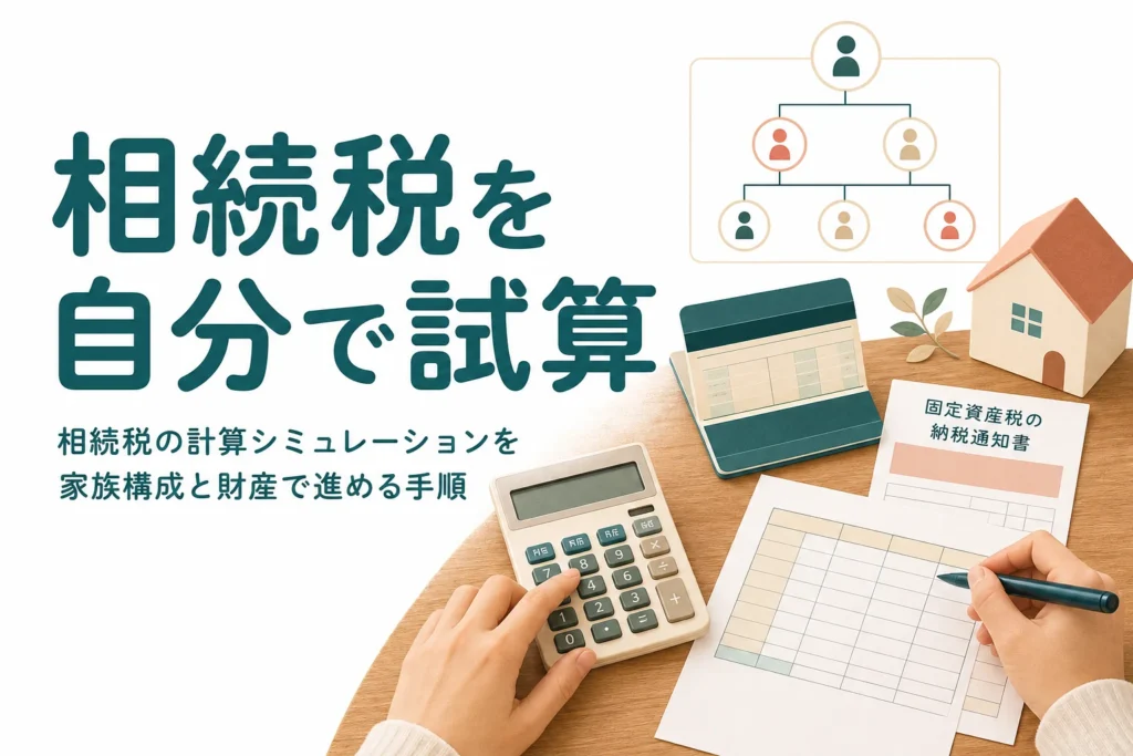 相続税の計算シミュレーションを自分で進める手順を解説する記事のアイキャッチ