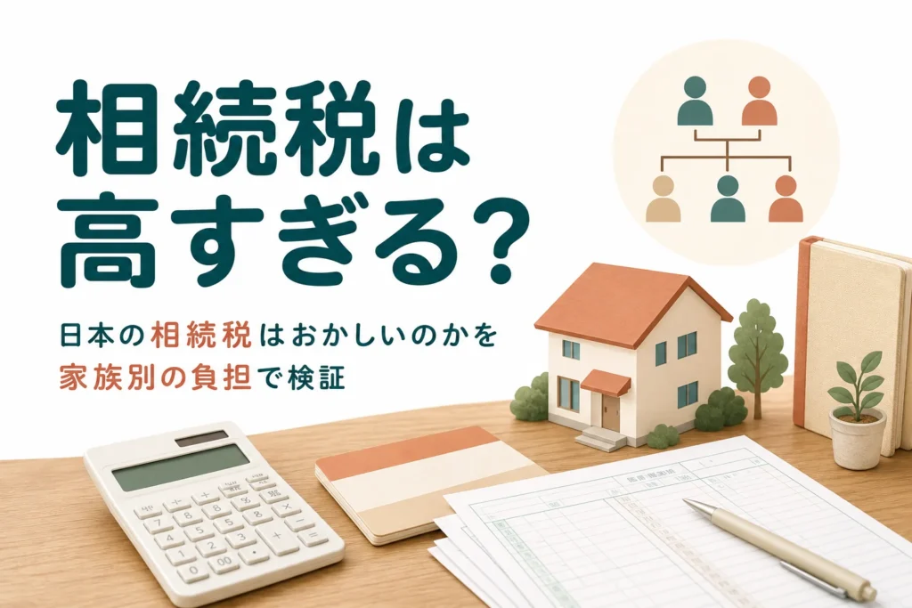日本の相続税はおかしいのかを家族構成別の負担で検証する記事のアイキャッチ