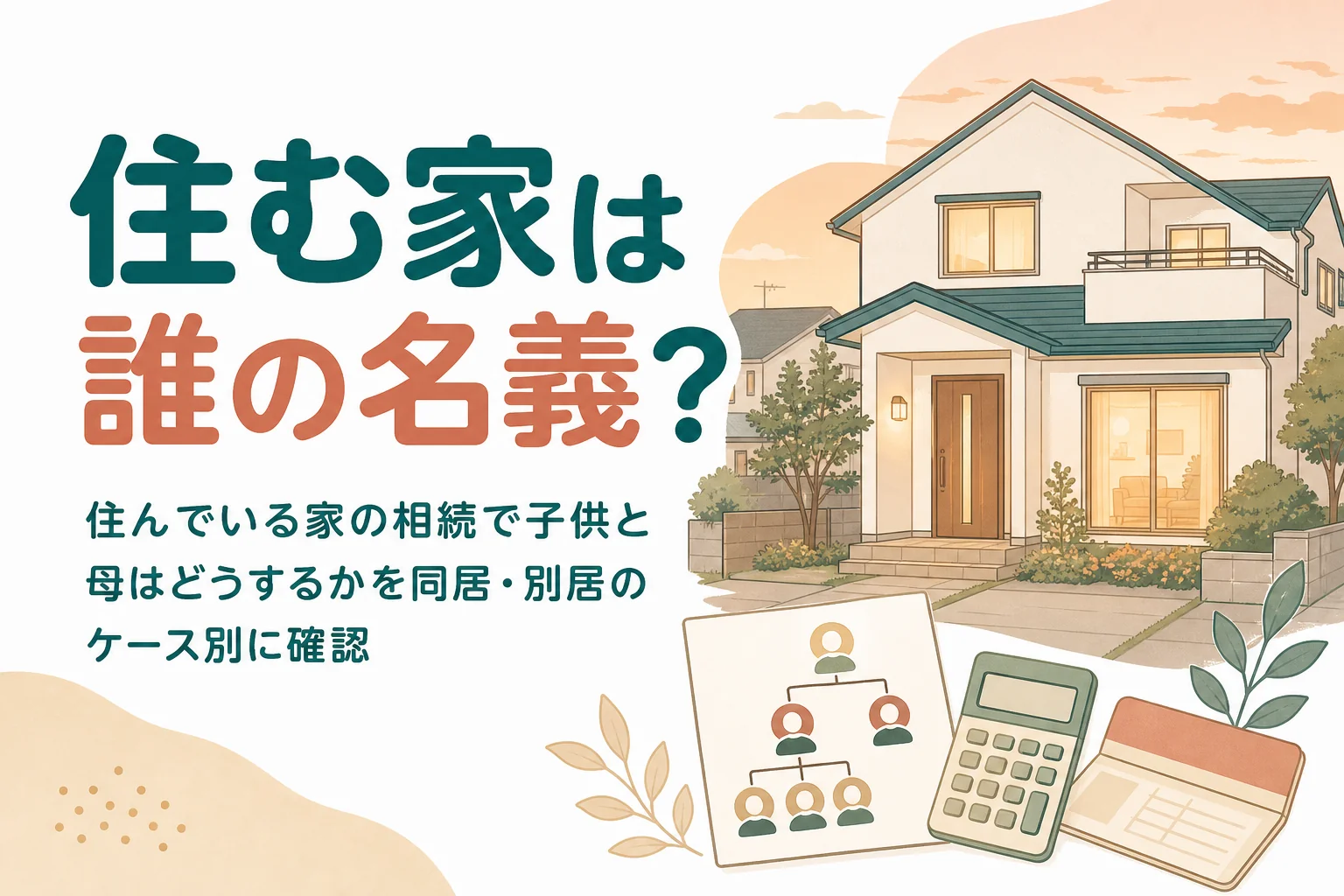 住んでいる家の相続で子供と母はどうするかを同居・別居のケース別に確認する記事のアイキャッチ