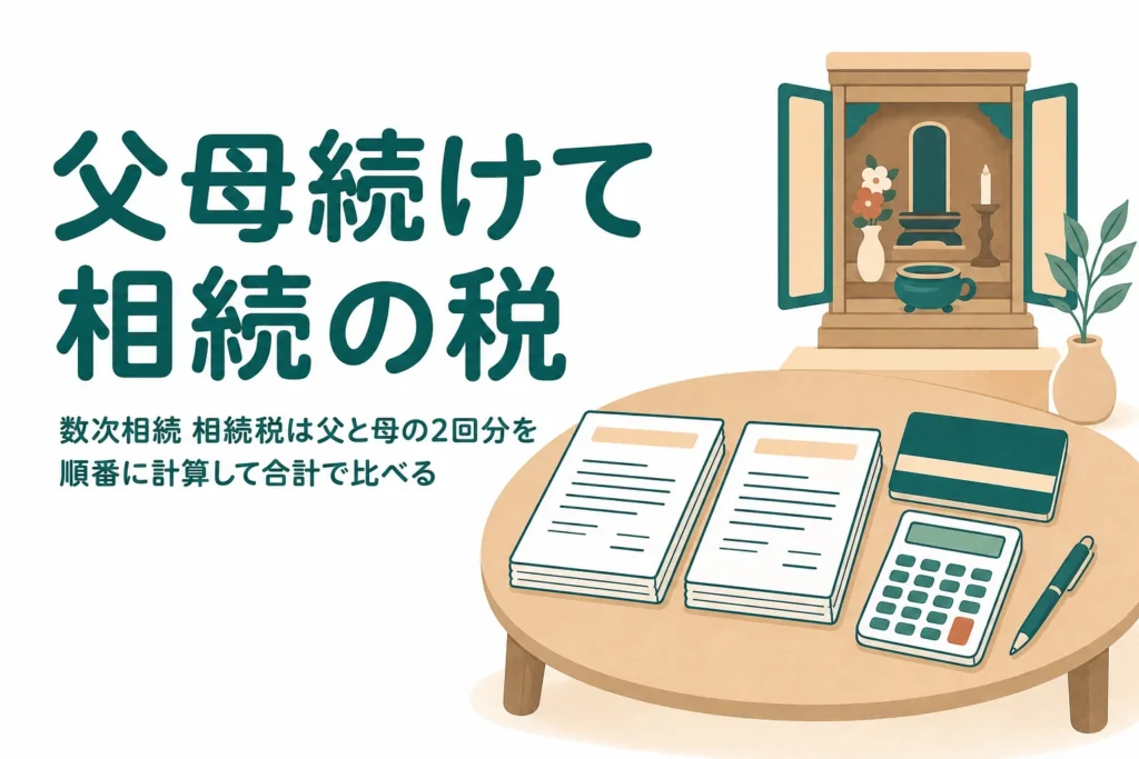 父の相続が終わる前に母も亡くなった数次相続の相続税計算を解説する記事のアイキャッチ