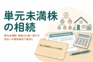 親の口座から単元未満株が見つかった時の相続手続きと売り方を解説する記事のアイキャッチ
