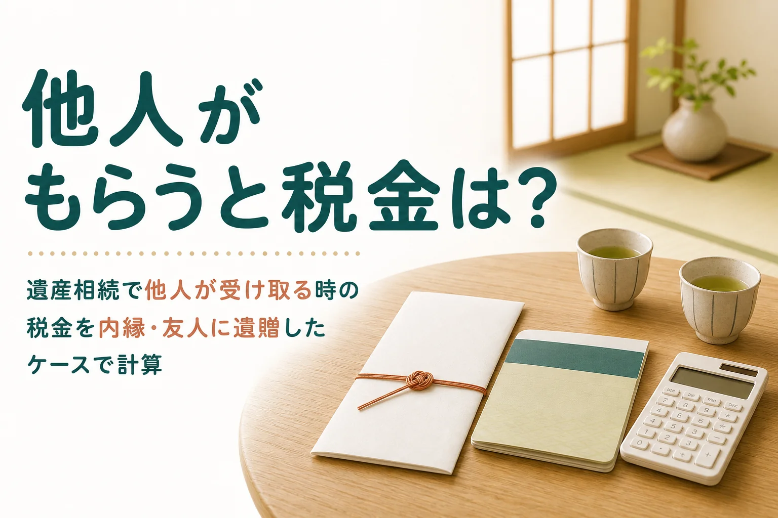 内縁の配偶者や友人が遺言で遺産を受け取った時の相続税を計算する記事のアイキャッチ