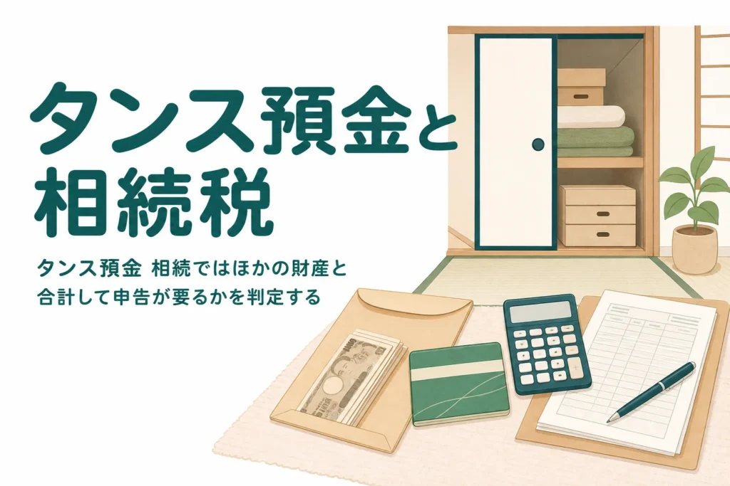 自宅で見つかったタンス預金の相続税と申告の有無をケース別に確認する記事のアイキャッチ