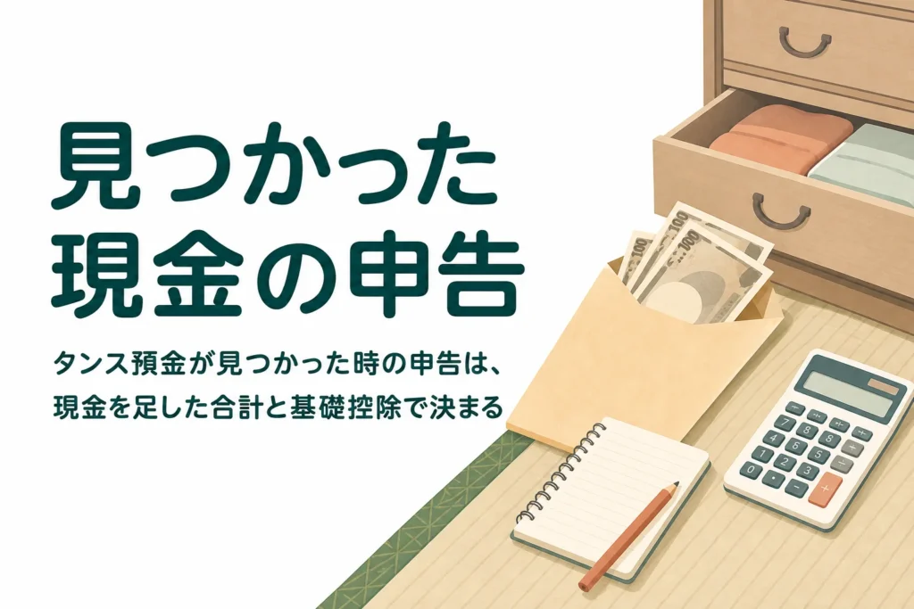 親の死後に自宅で見つかったタンス預金と相続税の申告を解説する記事のアイキャッチ