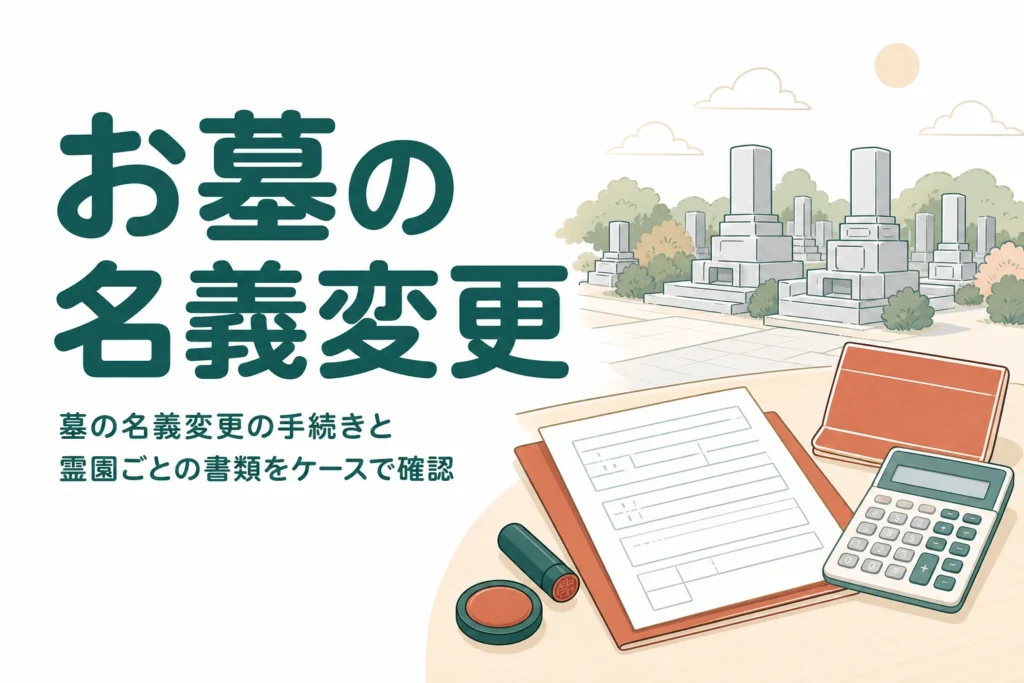 親が亡くなった後のお墓の名義変更の手続きをケース別に紹介する記事のアイキャッチ