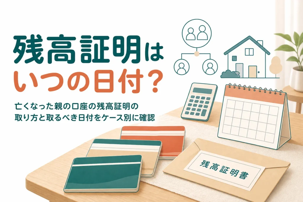 亡くなった親の口座の残高証明の取り方と取るべき日付をケース別に確認する記事のアイキャッチ