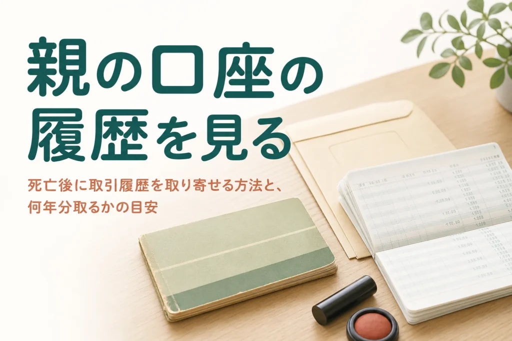 亡くなった親の口座の取引履歴を相続人が取り寄せる方法を解説する記事のアイキャッチ