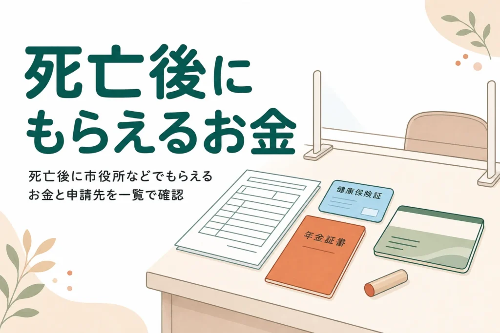 親の死亡後に市役所などでもらえるお金と申請方法を一覧で解説する記事のアイキャッチ