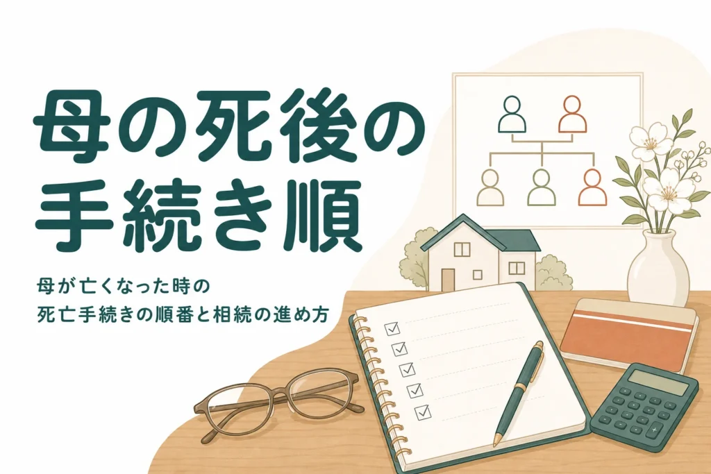 母が亡くなった時に家族がやる手続きの順番と相続の進め方を紹介する記事のアイキャッチ