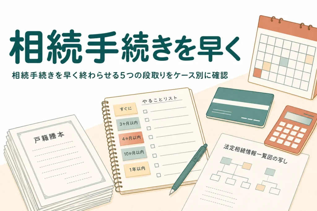 相続手続きをできるだけ早く終わらせる段取りを解説する記事のアイキャッチ
