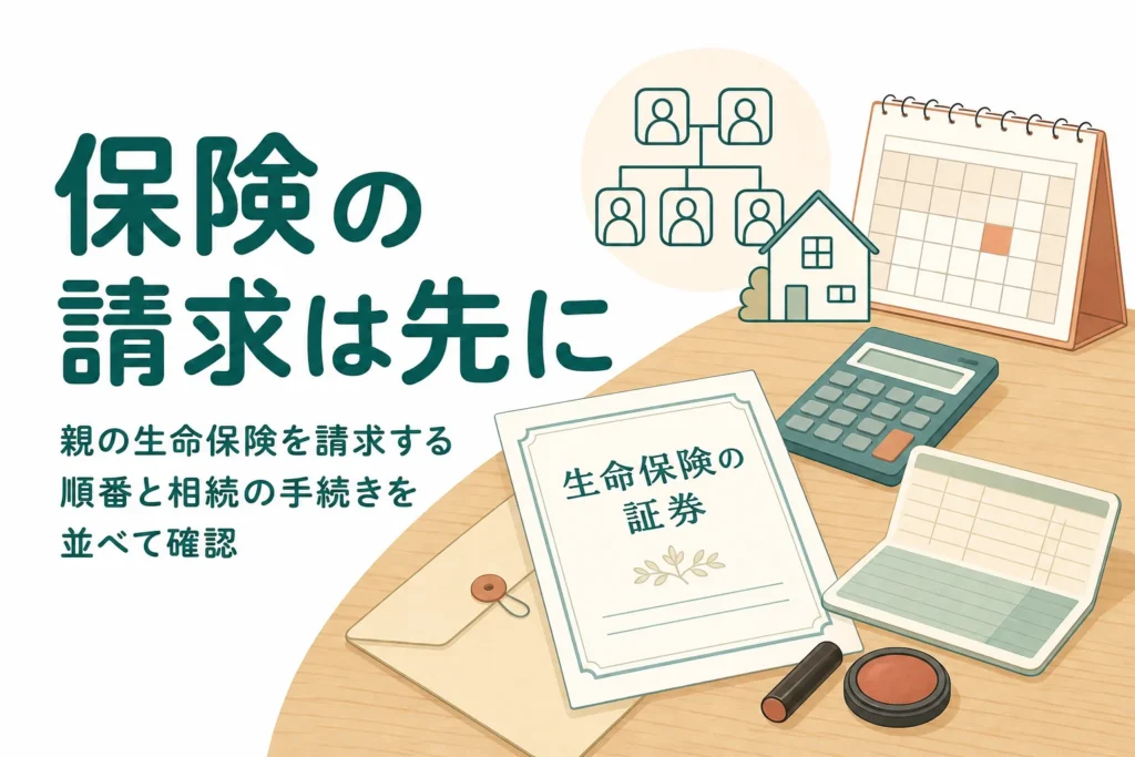 親の生命保険を請求する順番と相続の手続きを紹介する記事のアイキャッチ