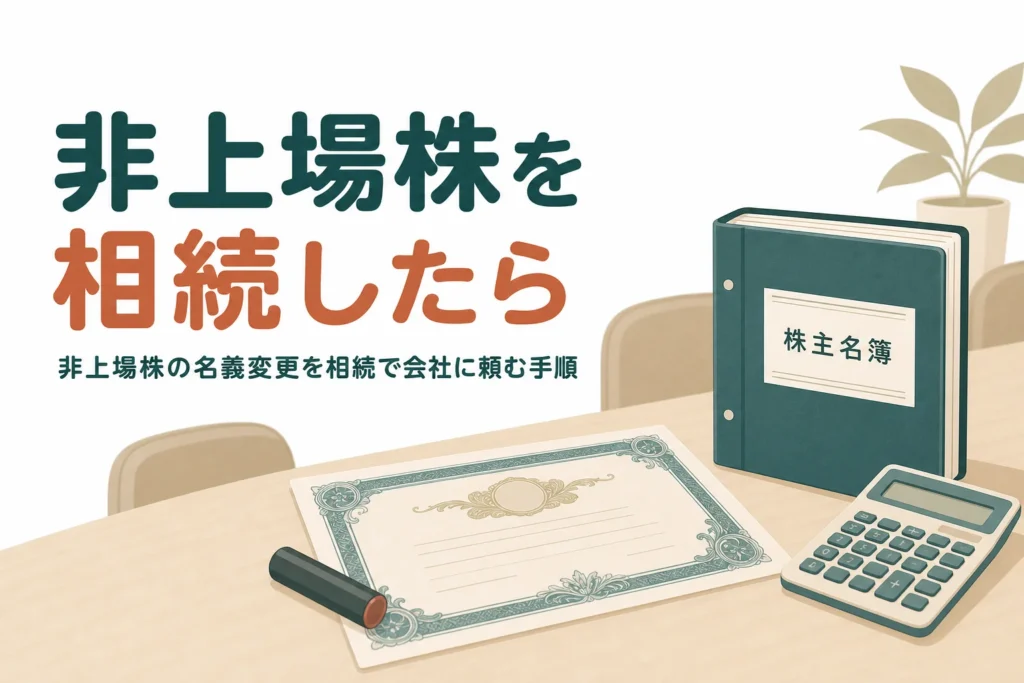 親が持っていた非上場株の名義変更を会社に依頼する手順をケース別に紹介する記事のアイキャッチ