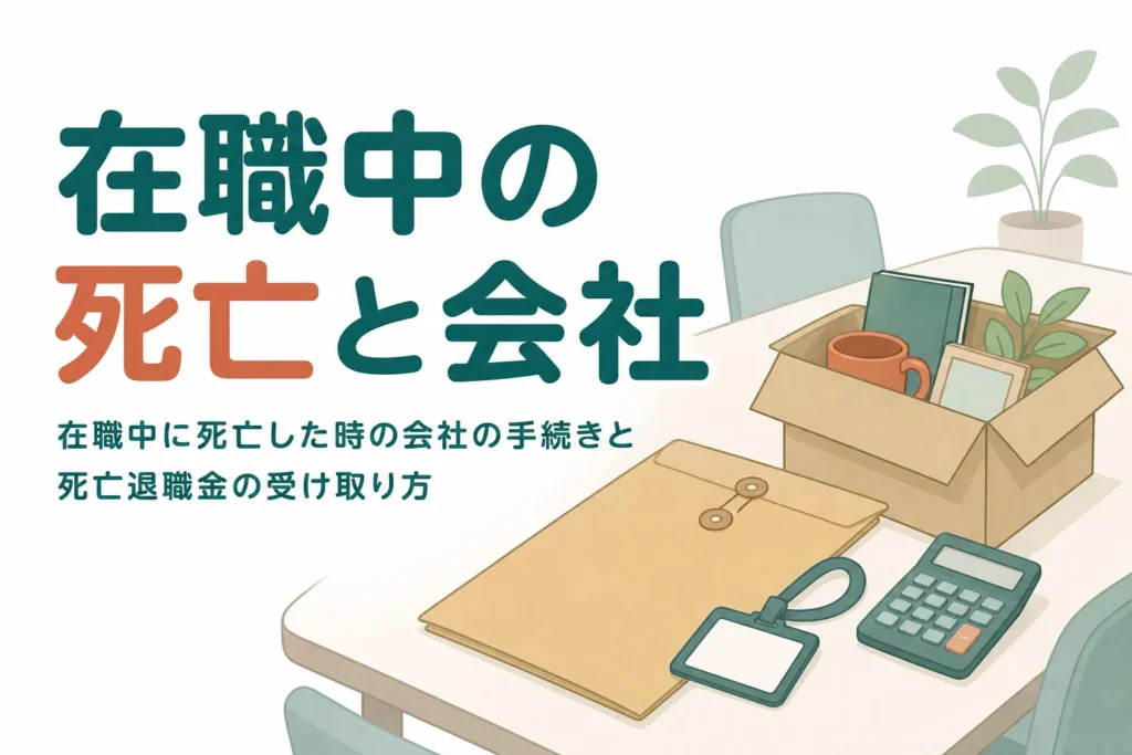 家族が在職中に亡くなった時に会社とやりとりする手続きを解説する記事のアイキャッチ