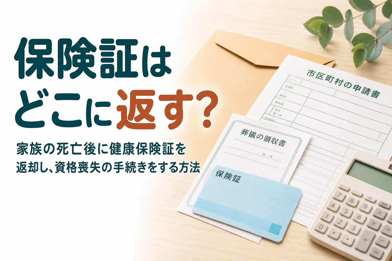 亡くなった家族の健康保険証の返却と資格喪失の手続きを解説する記事のアイキャッチ