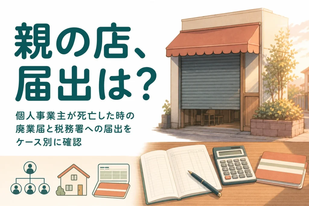 個人事業主が亡くなった時の廃業届と税務署への届出をケース別に確認する記事のアイキャッチ
