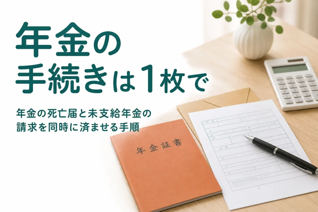 年金の死亡届と未支給年金の請求を同時に済ませる手順を解説する記事のアイキャッチ