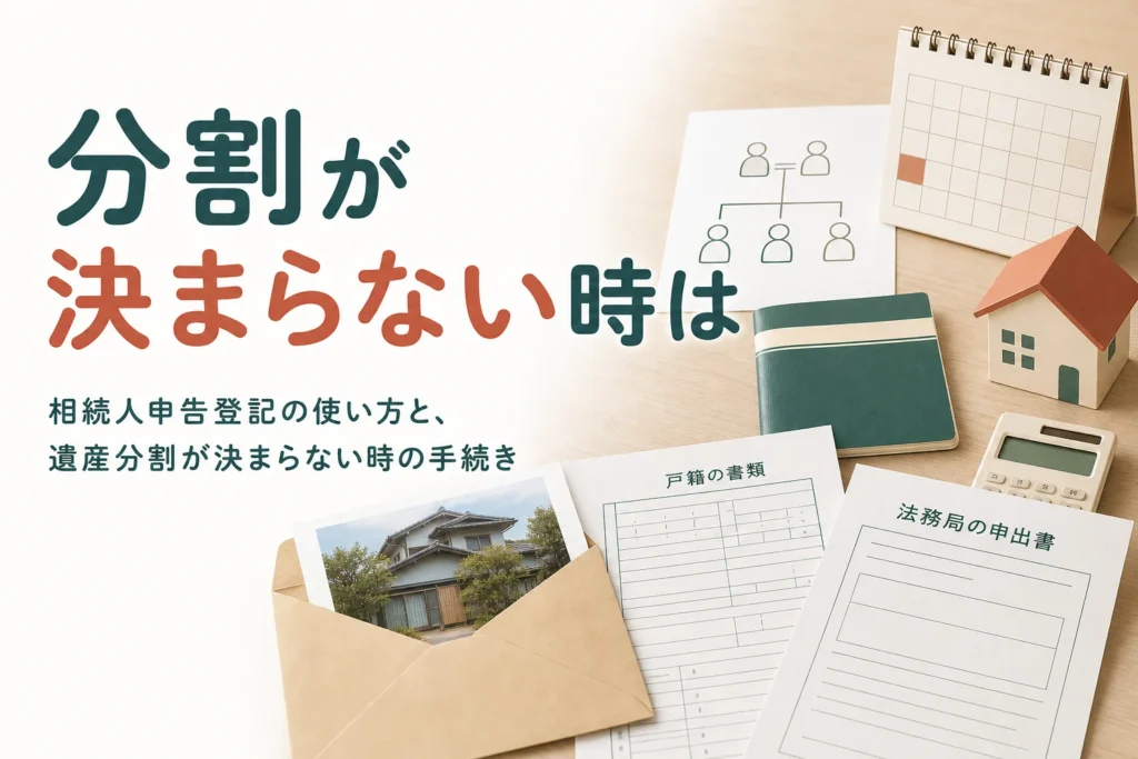遺産分割が決まらない時の相続人申告登記の使い方を解説する記事のアイキャッチ
