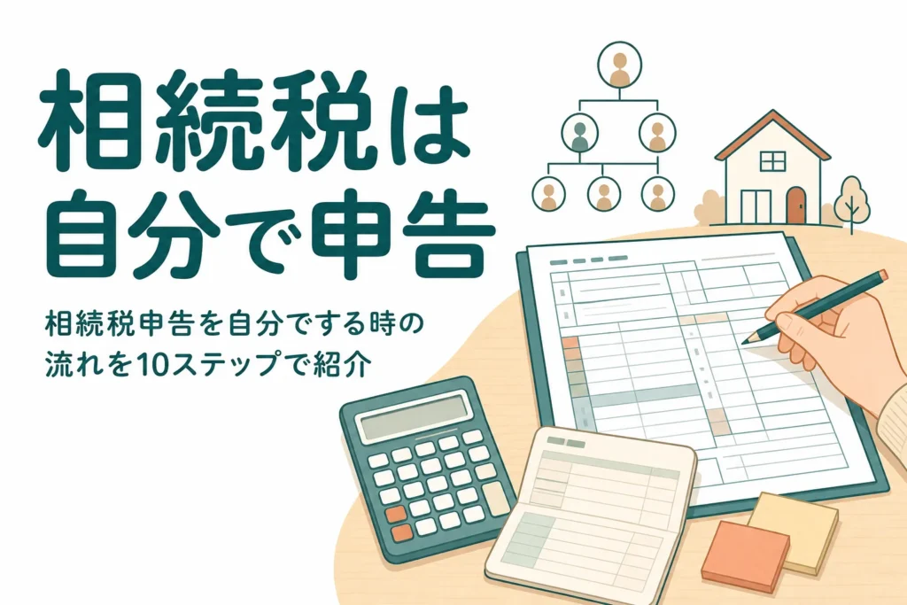 相続税の申告を自分でする時の流れを10ステップで紹介する記事のアイキャッチ