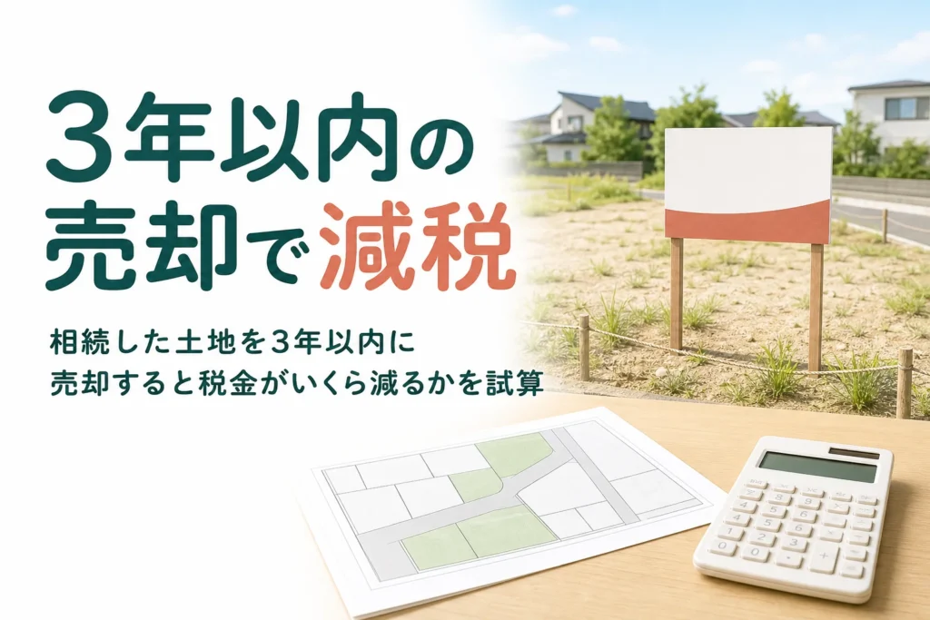 相続した土地を3年以内に売却した時に減る税金を売却額別に試算する記事のアイキャッチ