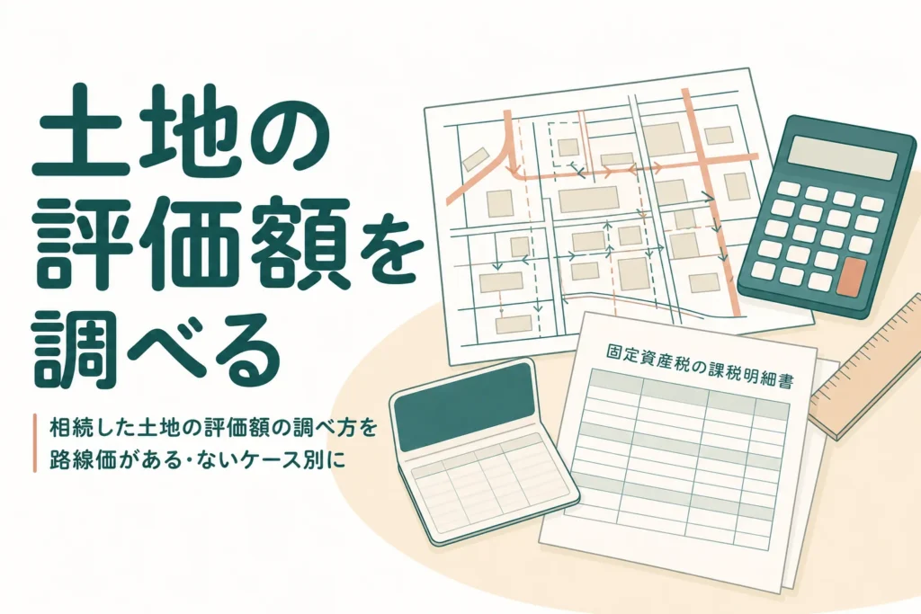 相続した土地の評価額の調べ方を路線価がある土地とない土地のケース別に解説する記事のアイキャッチ