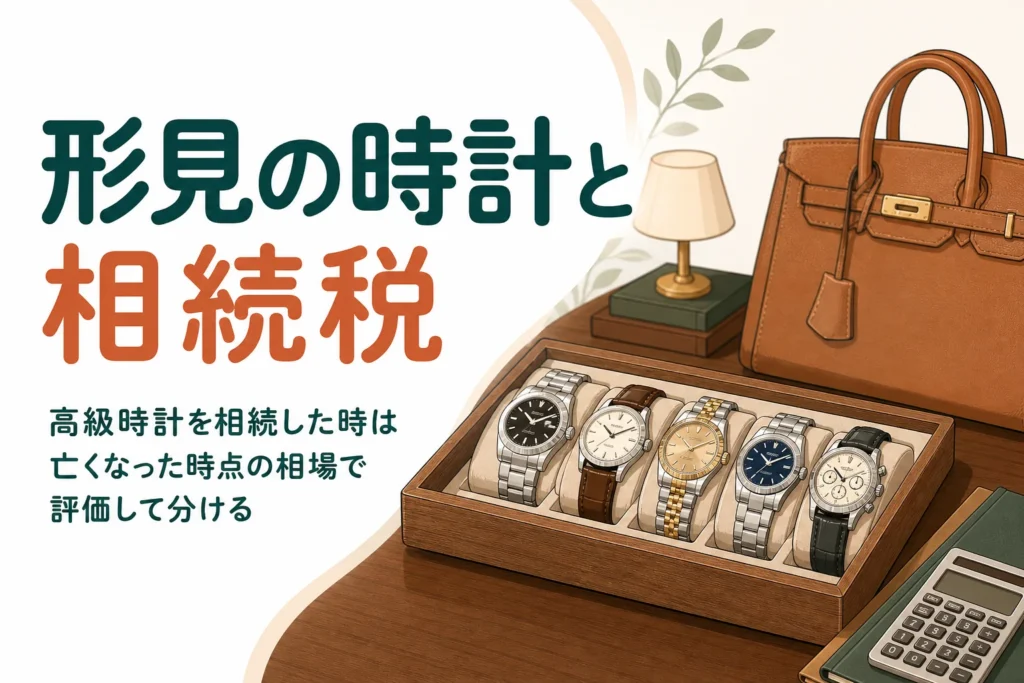 高級時計やブランド品を相続した時の評価と、形見分けでの分け方をケース別に解説する記事のアイキャッチ