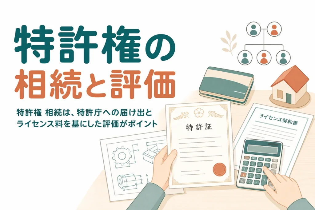 特許権を持っていた親が亡くなった時の移転登録と評価を解説する記事のアイキャッチ