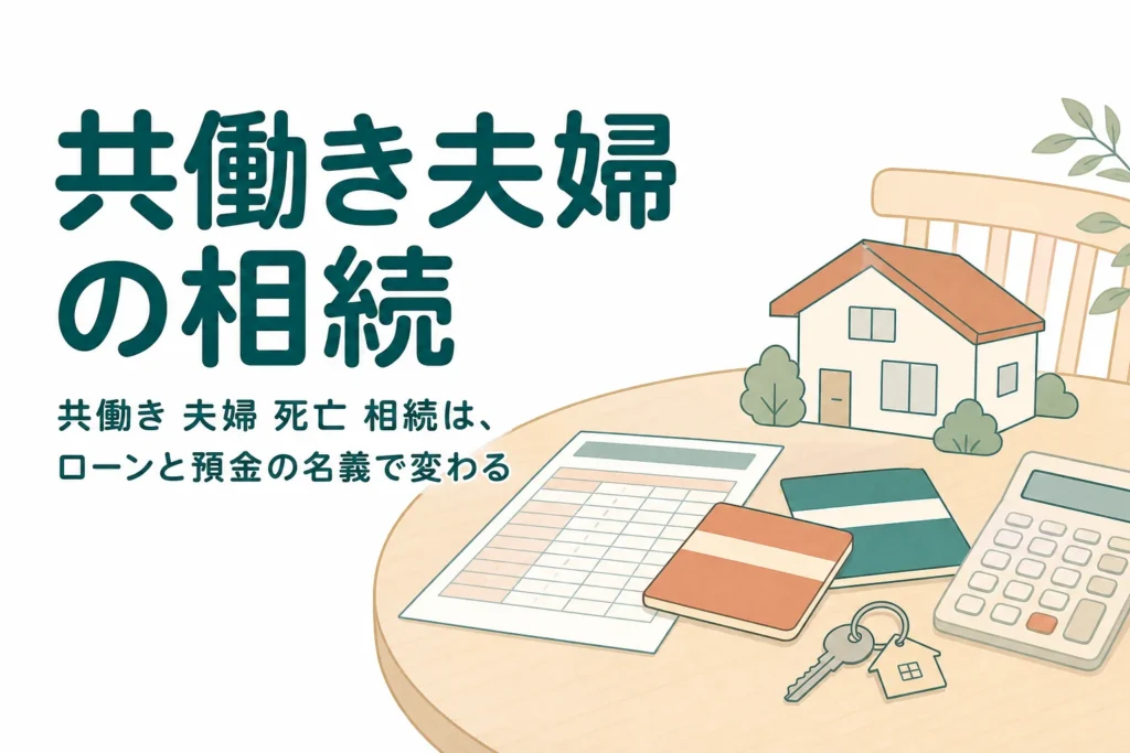 共働き夫婦の一方が亡くなった時の住宅ローンと預金の相続を解説する記事のアイキャッチ