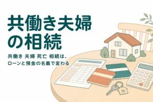 共働き夫婦の一方が亡くなった時の住宅ローンと預金の相続を解説する記事のアイキャッチ