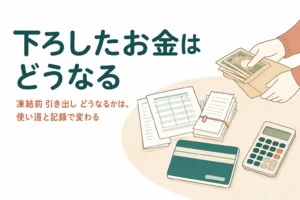 口座が凍結される前にお金を引き出した場合の影響をケース別に解説する記事のアイキャッチ