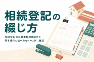 相続登記の必要書類の綴じ方と原本還付の並べ方を解説する記事のアイキャッチ