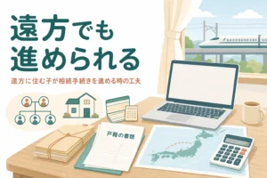 親と遠く離れて住む子どもが相続手続きを進める工夫を解説する記事のアイキャッチ