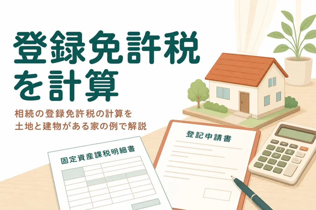 相続登記の登録免許税を、土地と建物がある家の例で計算する記事のアイキャッチ
