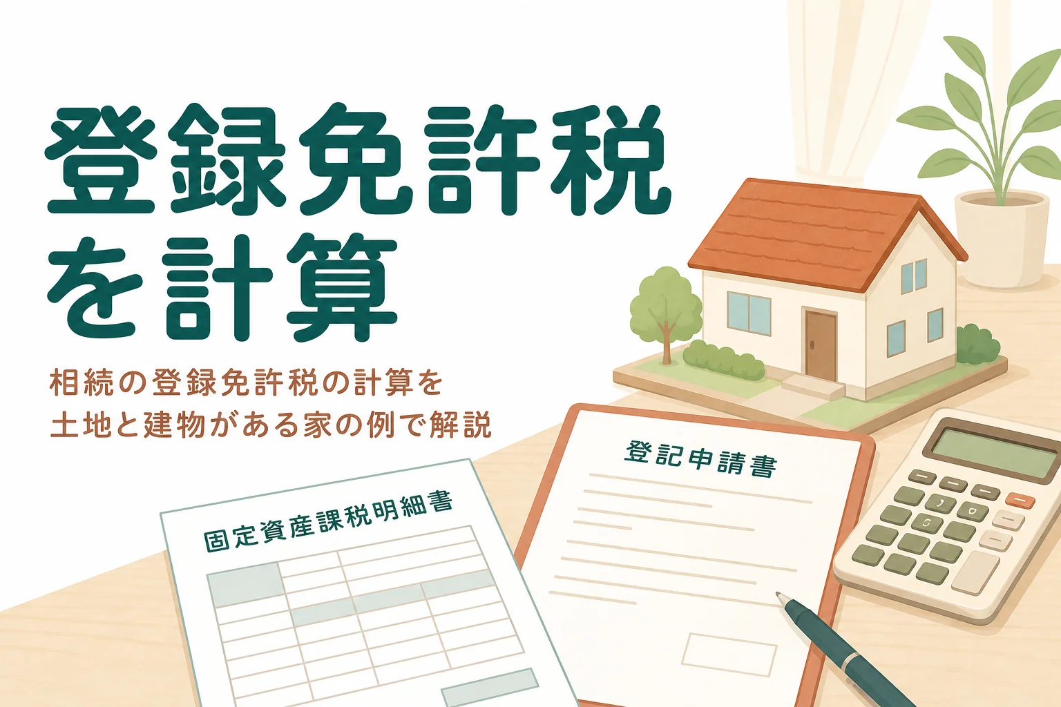相続登記の登録免許税を、土地と建物がある家の例で計算する記事のアイキャッチ