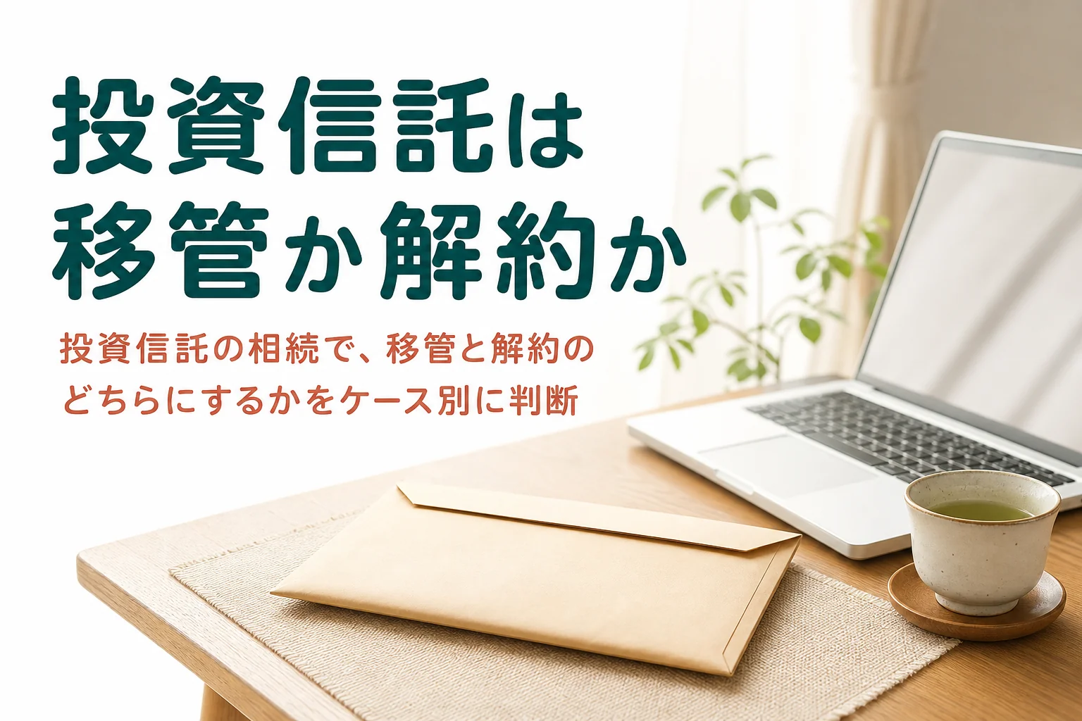 投資信託を相続した時に移管と解約のどちらにするかをケース別に判断する記事のアイキャッチ