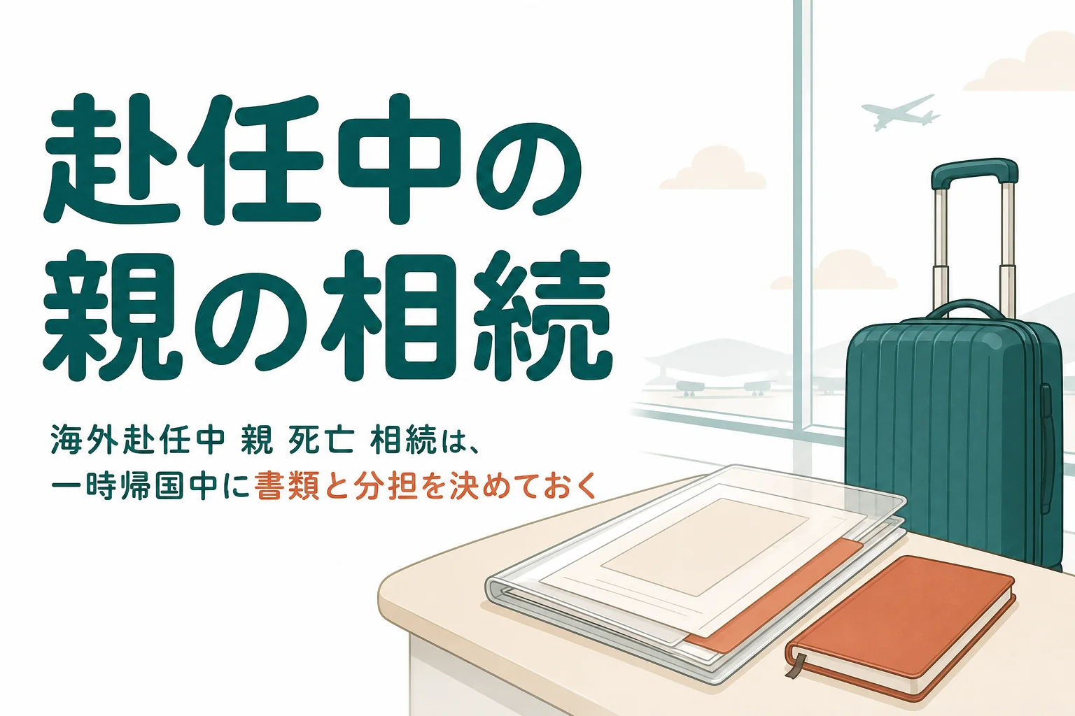 海外赴任中に親が亡くなった時の相続の進め方と一時帰国でやることを解説する記事のアイキャッチ