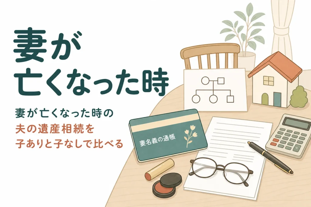妻が亡くなった時の夫の遺産相続を子の有無で比べる記事のアイキャッチ