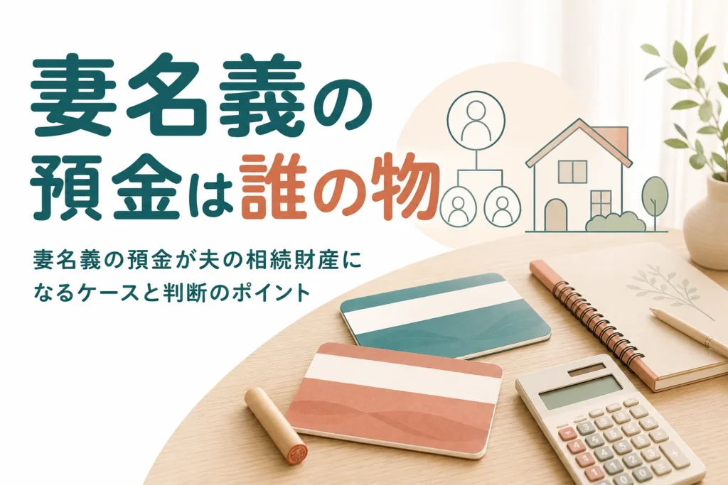 妻名義の預金が夫の相続財産として扱われるケースを、お金の出どころ別に紹介する記事のアイキャッチ