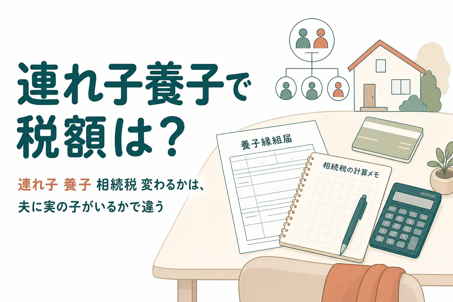 連れ子を養子にした場合の相続税の変化を計算例で比べる記事のアイキャッチ