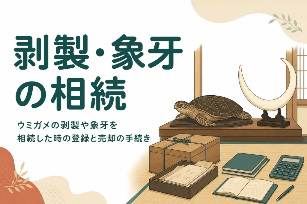 ウミガメの剥製や象牙を相続した時の登録と売却を解説する記事のアイキャッチ