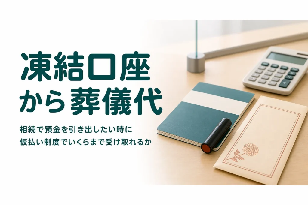 亡くなった親の凍結口座から葬儀代などを引き出す方法を家族構成別に解説する記事のアイキャッチ