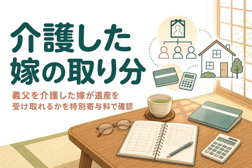 義父を介護した嫁が特別寄与料で遺産を受け取れるかを解説する記事のアイキャッチ