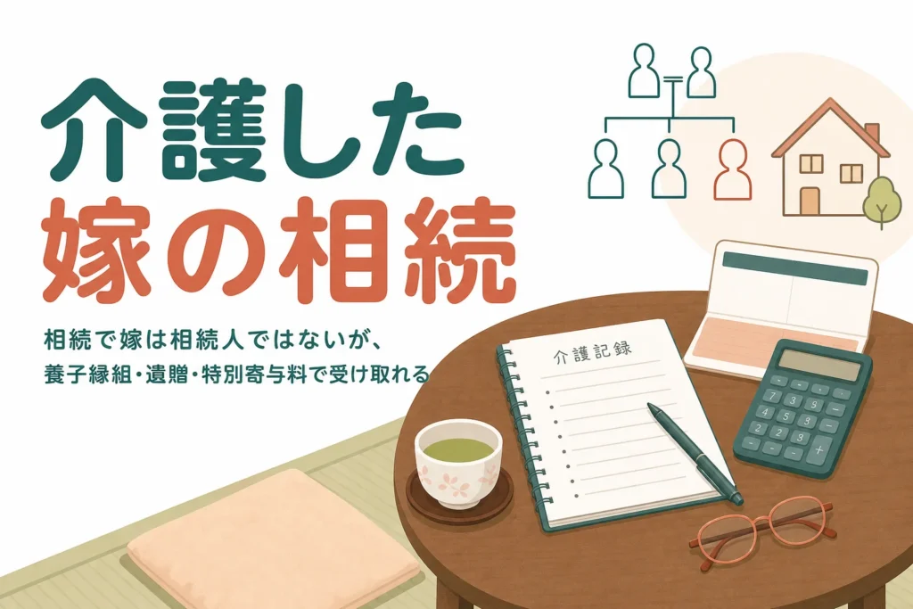 義父母を介護した長男の嫁が相続で財産を受け取れるケースを解説する記事のアイキャッチ