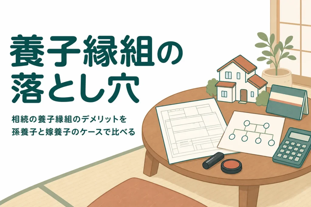 相続のための養子縁組のデメリットを孫養子と嫁養子のケースで比べる記事のアイキャッチ