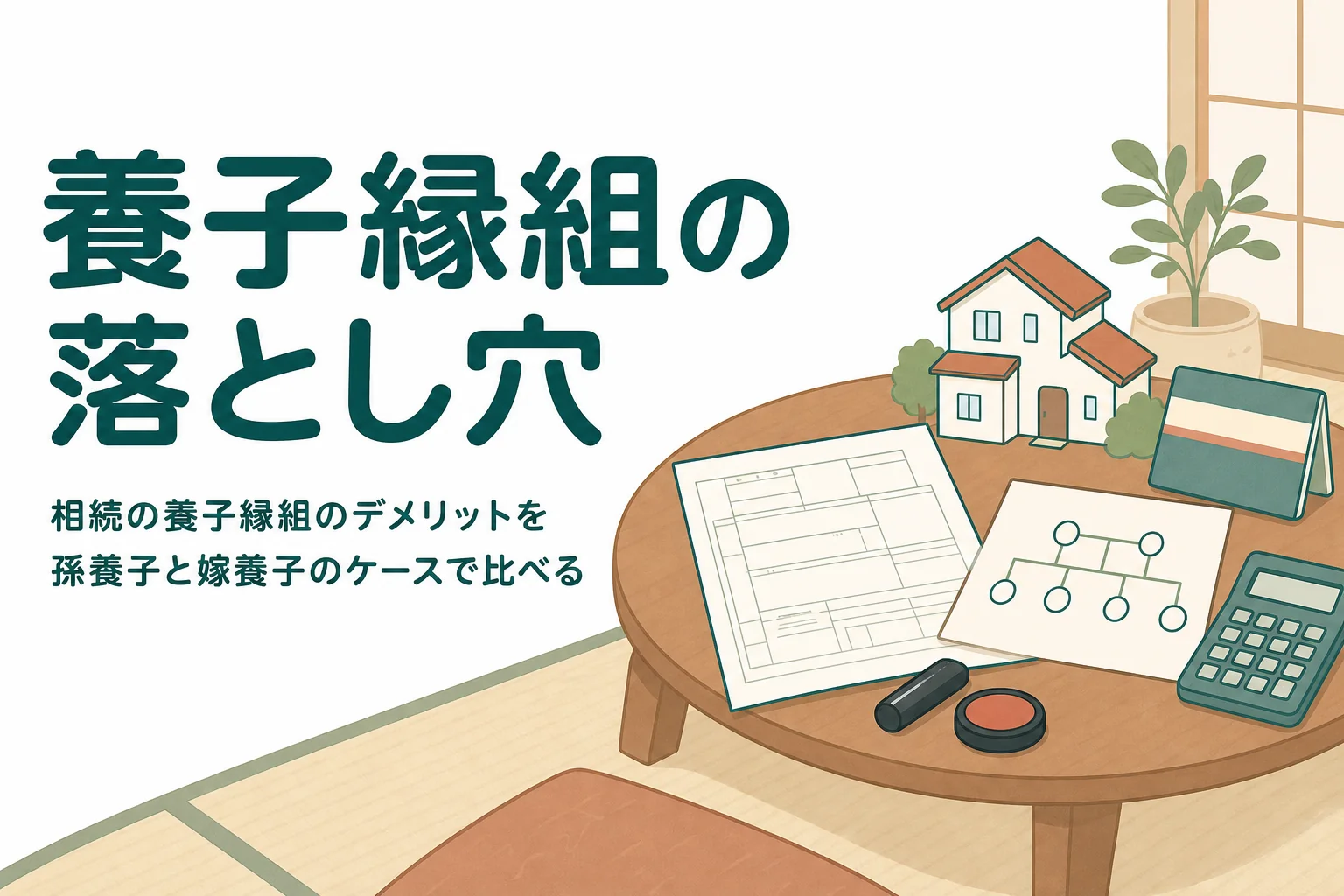 相続のための養子縁組のデメリットを孫養子と嫁養子のケースで比べる記事のアイキャッチ