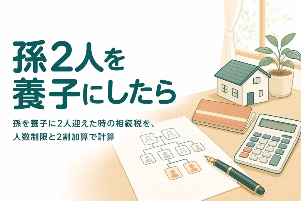 孫2人を養子にした場合の相続税を人数制限と2割加算から計算する記事のアイキャッチ