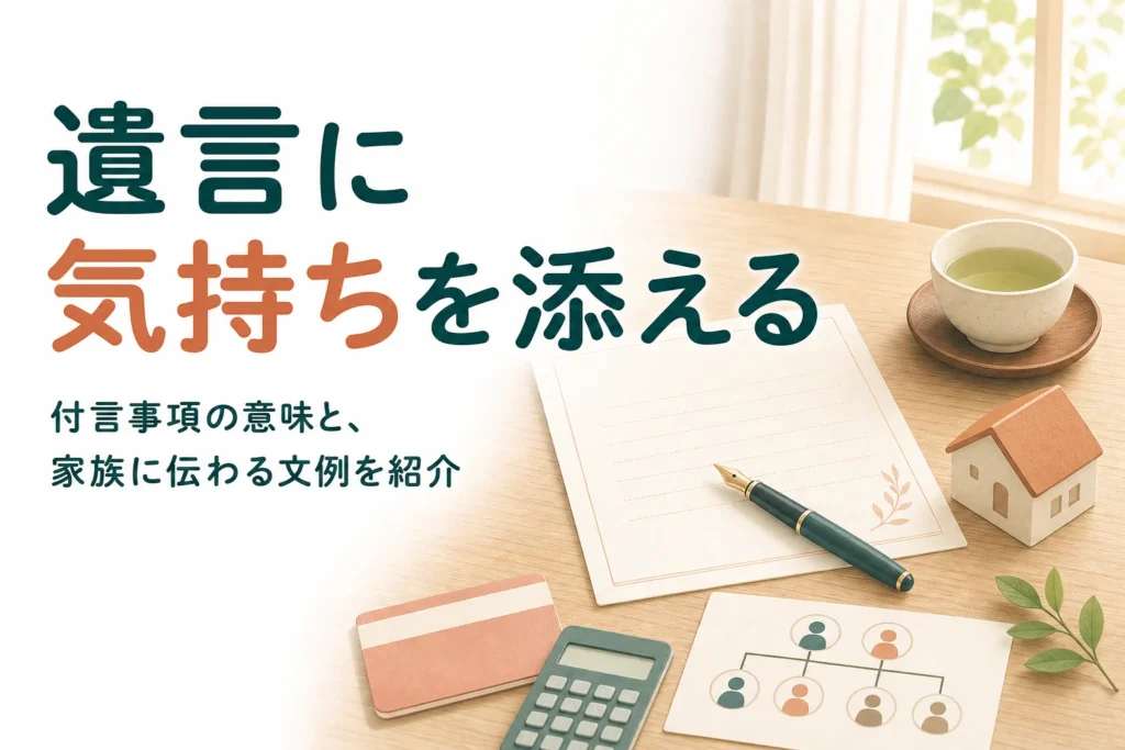 遺言に家族への気持ちを書く付言事項の意味と文例を紹介する記事のアイキャッチ