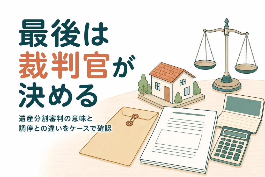 遺産分割審判の意味と調停との違いを解説する記事のアイキャッチ