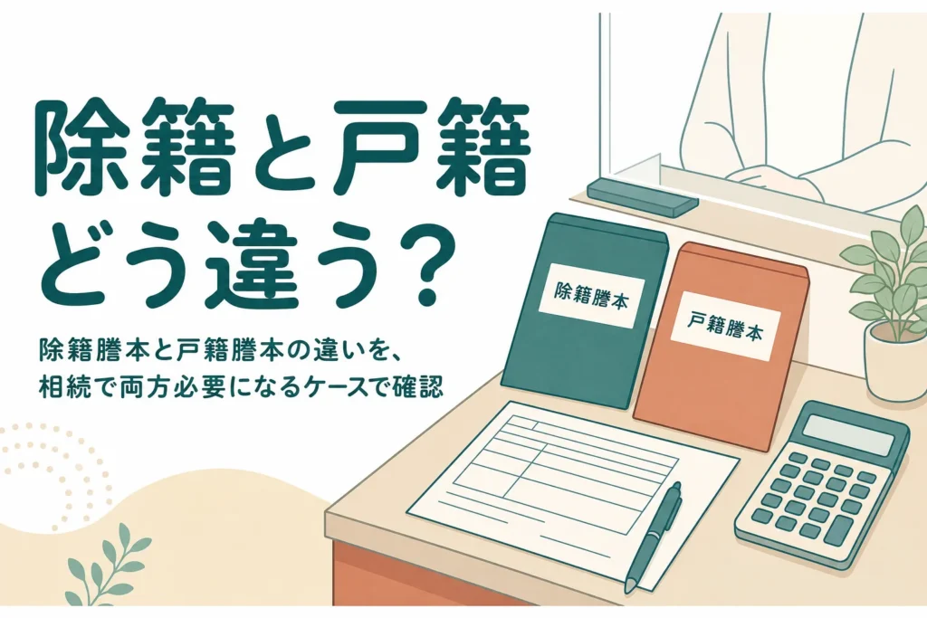 除籍謄本と戸籍謄本の違いを相続のケースで解説する記事のアイキャッチ
